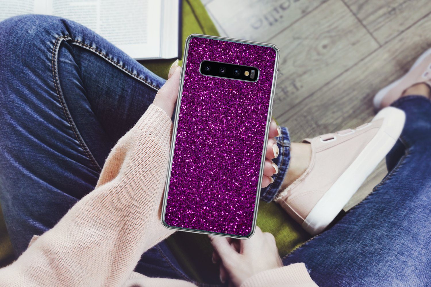 MuchoWow Handyhülle für Samsung Galaxy S10 Lila - Rosa - Muster - Abstrakt, Phone Case, Silikon, Schutzhülle Dünn