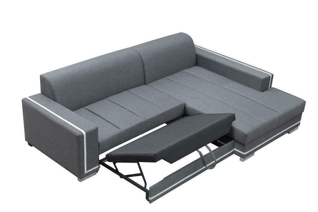 Bettfunktion Bettkasten JVmoebel Grau Sofa + Sofa Designer Schlafsofa Ecksofa, mit