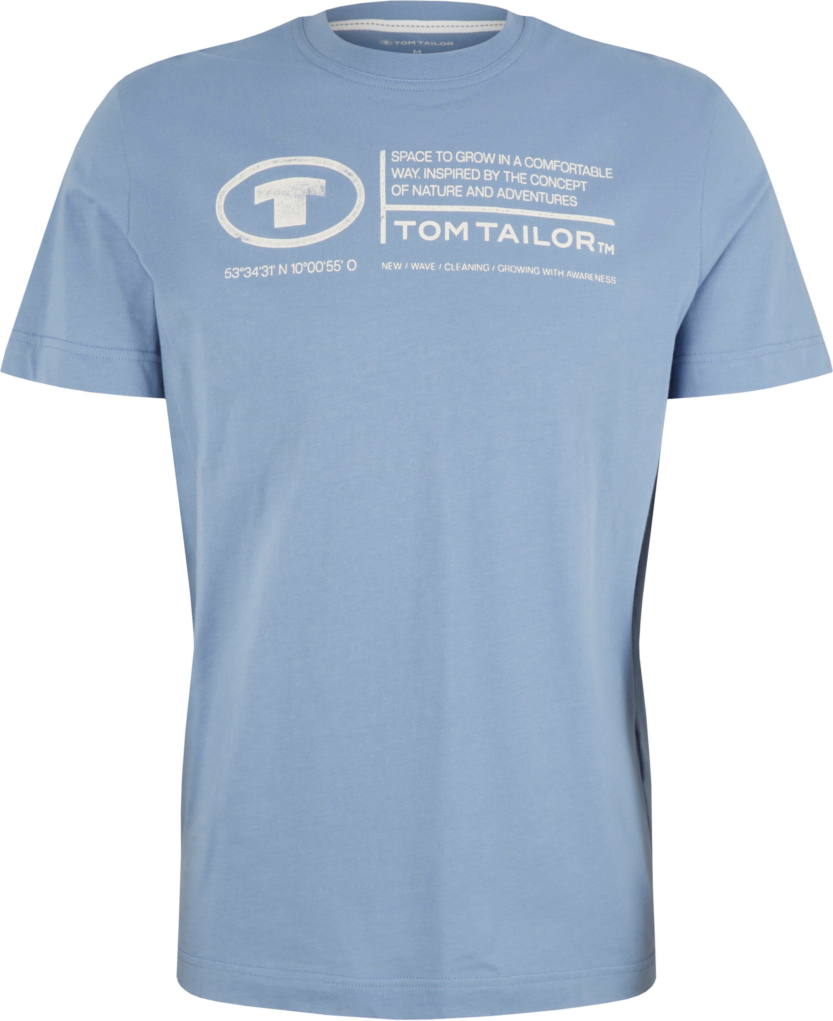 Herren Print-Shirt Mid Tom Frontprint Tailor TAILOR T-Shirt TOM Greyish Blue