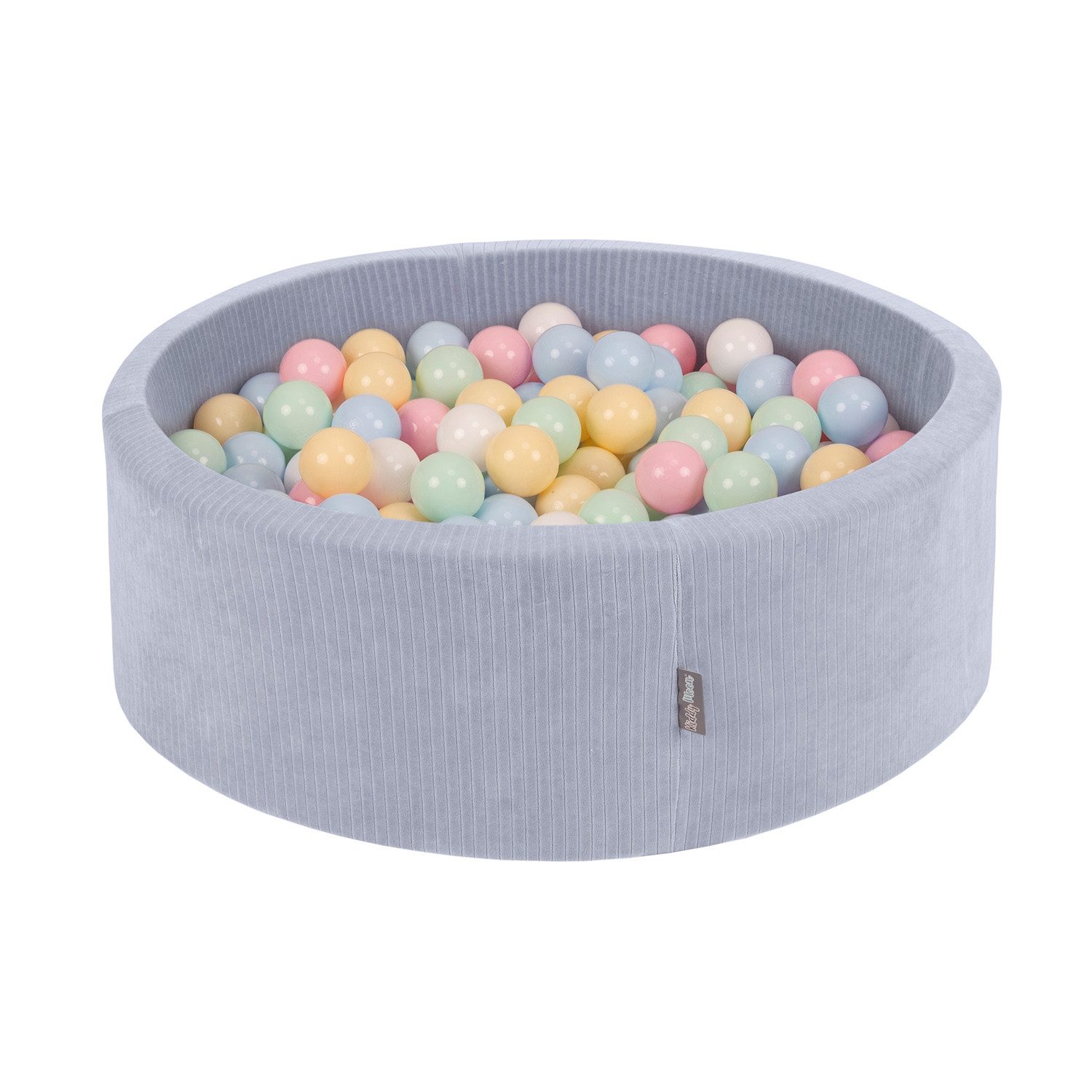 KiddyMoon Bällebad OK30VS, (Bällepool mit bunten Bällen, 200-tlg., abnehmbarer Bezug mit Reißverschluss), Schaumstoff-Bällebad mit Rippenstrickstoff in vielen Farben