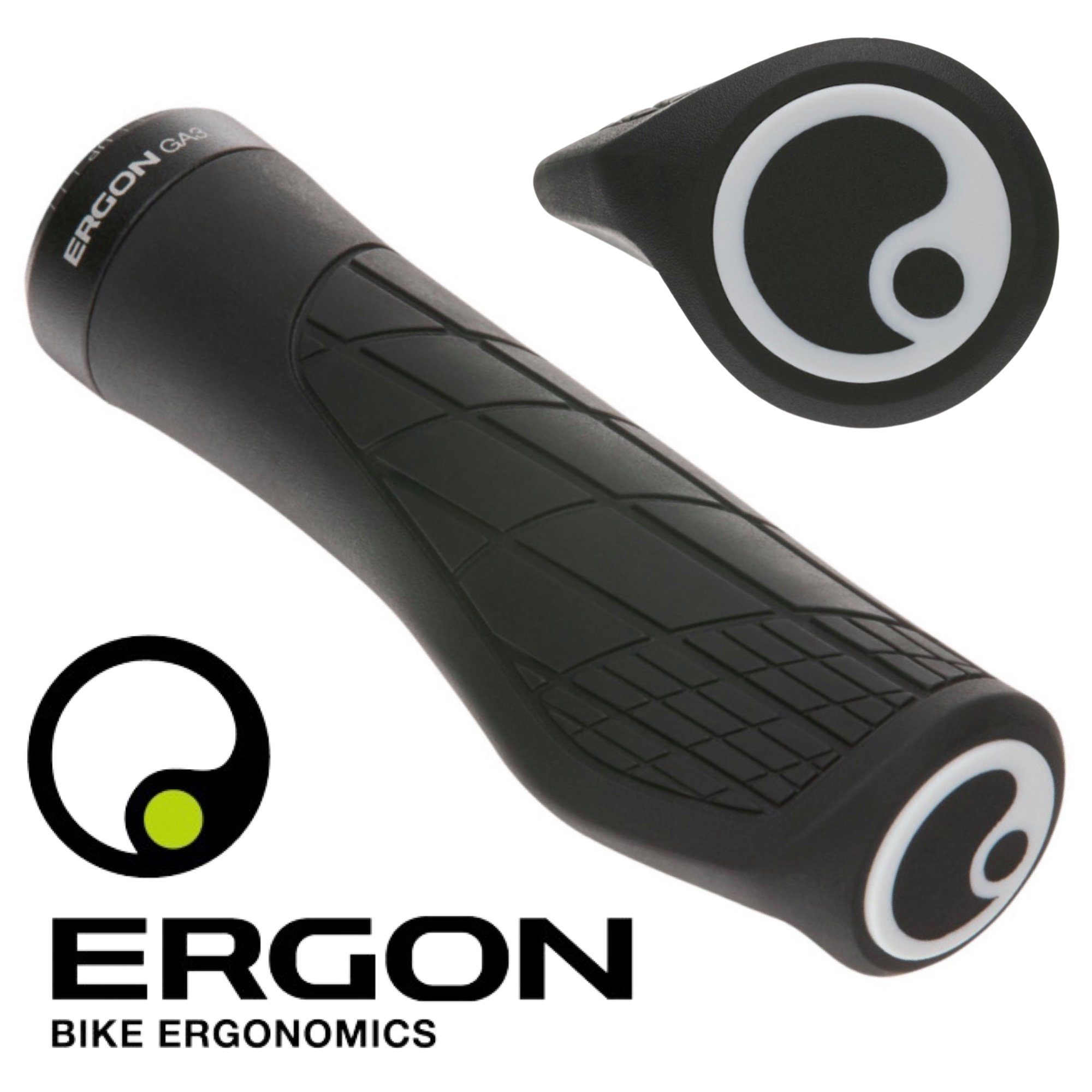 Ergon Fahrradlenker Ergon Fahrrad Griffe GA3-S Slim Fahrrad MTB Ebike Ergo Griffe Schwarz
