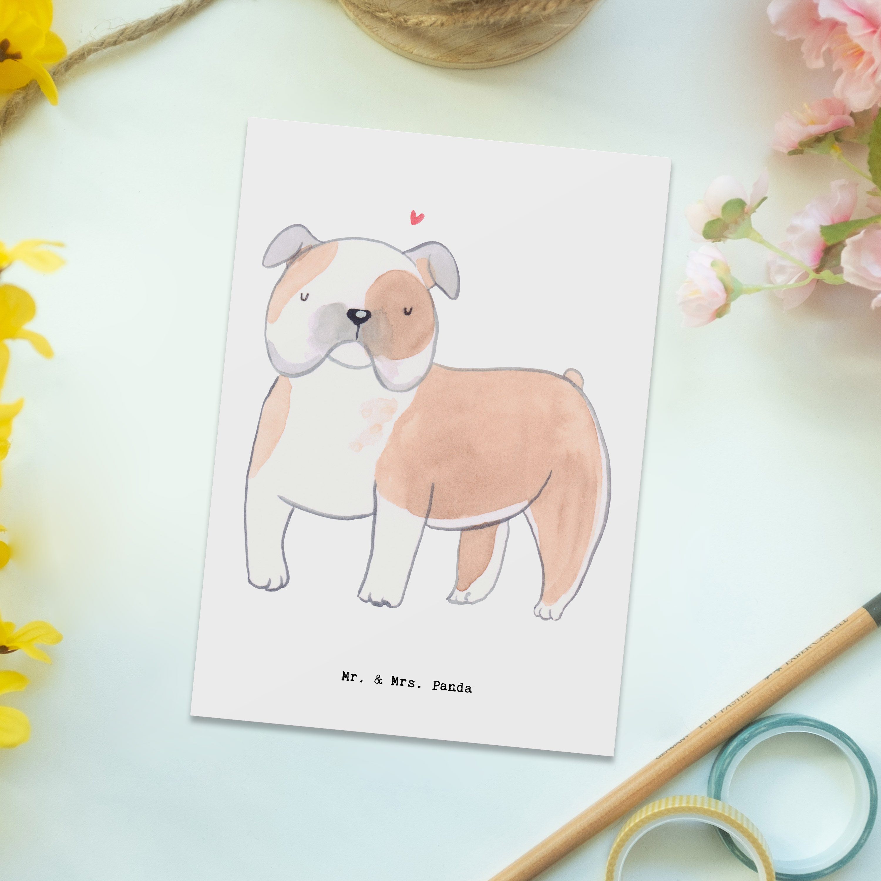 Mr. & Gesche Einladungskarte, Moment Mrs. Weiß Bulldogge Geschenk, - - Englische Panda Postkarte