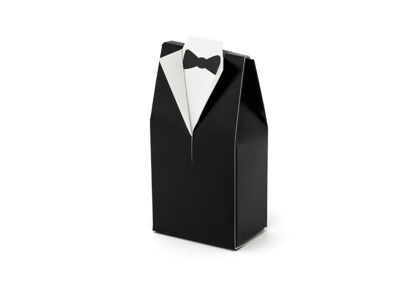 partydeco Geschenkbox, Geschenkbox für Gastgeschenke 5x3x9,5cm Bräutigam 10 Stk Schwarz Weiß