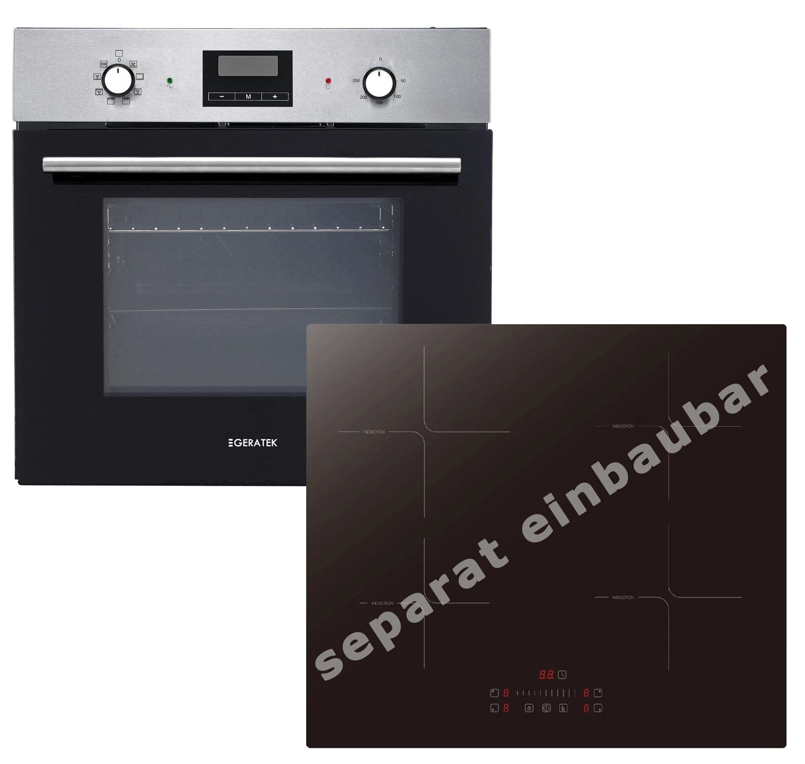 Geratek Induktions Herd-Set autark, rahmenlos, mit keines, Umluft, Grill, Timer