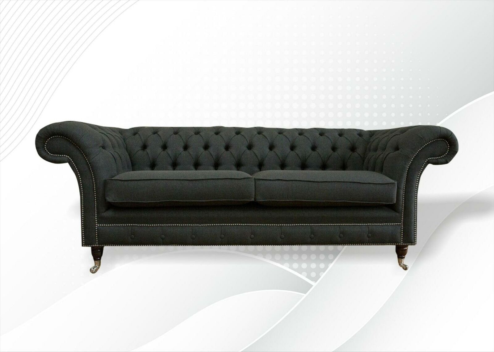 JVmoebel Chesterfield-Sofa Dunkelgrauer Chesterfield Dreisitzer 3-Sitzer luxus Möbel Neu, Made in Europe