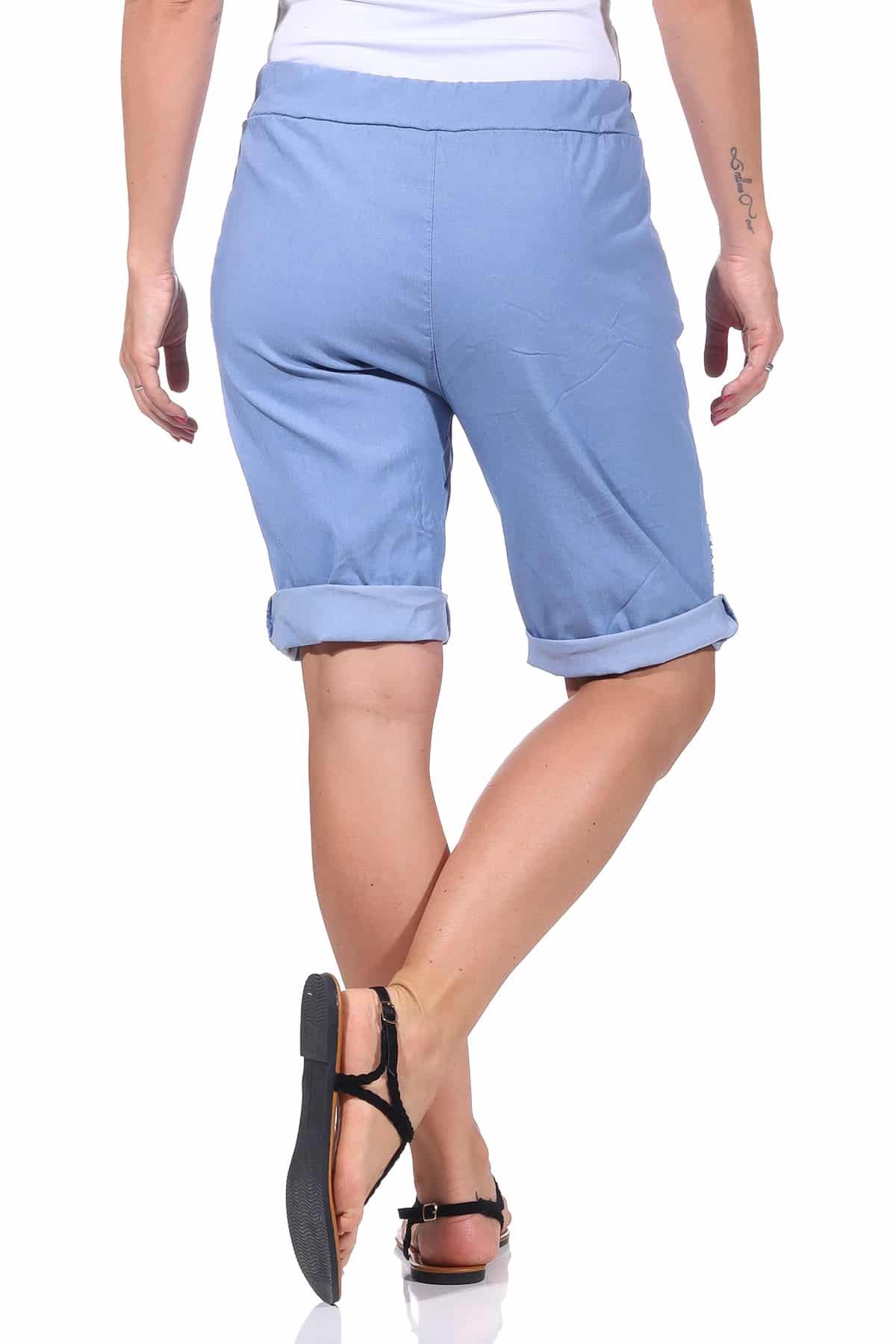 OriginalYou Bermudas Damen Bermuda kurze Sommer Hose im Distressed Look Knitterlook, mit Gummibund & Kordelzug, 38/40 bis 44/46 erhältlich – Bild 3 von 5