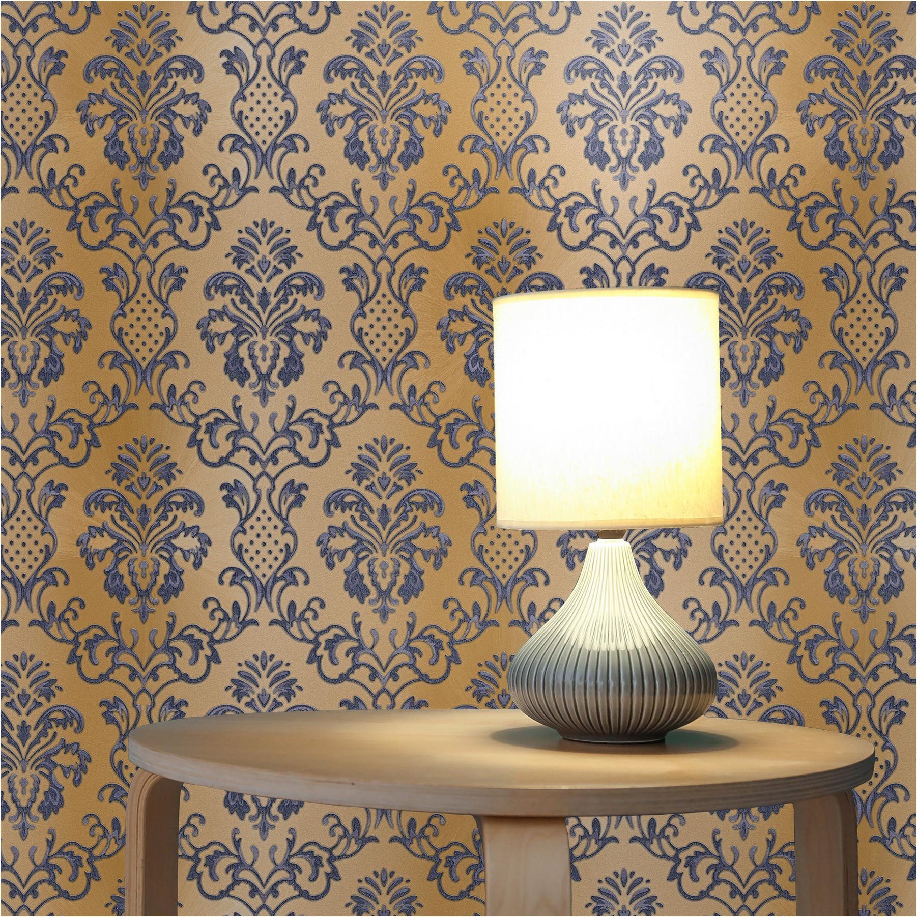 Vliestapete Tapete Barock Samuel M1-No.2419, Vliestapete, Blau, Braun, Ornamen