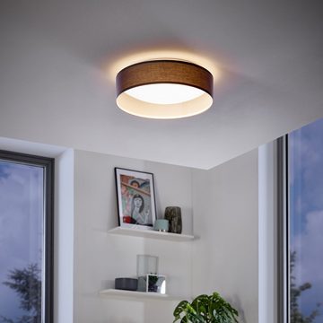 EGLO Deckenleuchte PASTERI, LED fest integriert, Warmweiß, Textil Deckenleuchte, Wohnzimmerlampe, Farbe: Grau, weiß, Ø: 32 cm