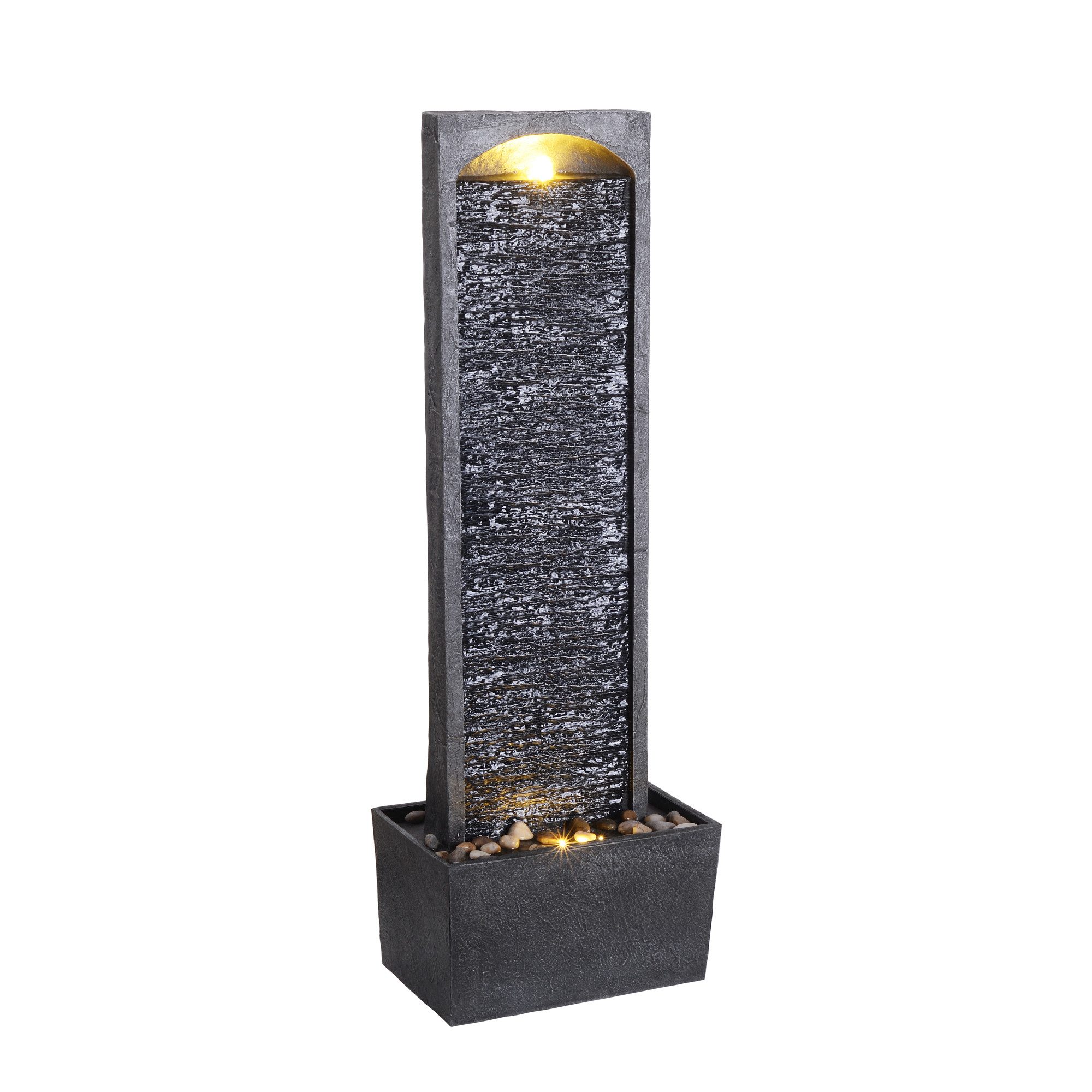 Teamson Home Gartenbrunnen Gartenbrunnen mit LED aus Polyresin schwarz H98 günstig online kaufen