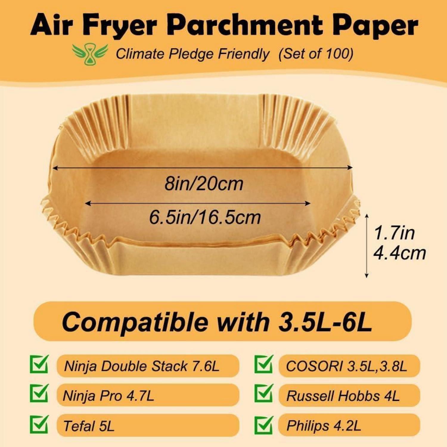 LuxusKollektion Backpapier Backpapier Airfryer Heißluftfritteuse Zubehör 100Stück für 3.8L-5L