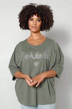 Angel of Style Rundhalsshirt T-Shirt oversized Glitzer-Schriftzug Halbarm