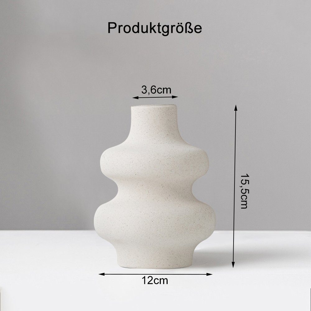 Loch Vase Vase Keramik Mit Dekovase Für Spiral zggzerg Pampasgras Geformter Beige,