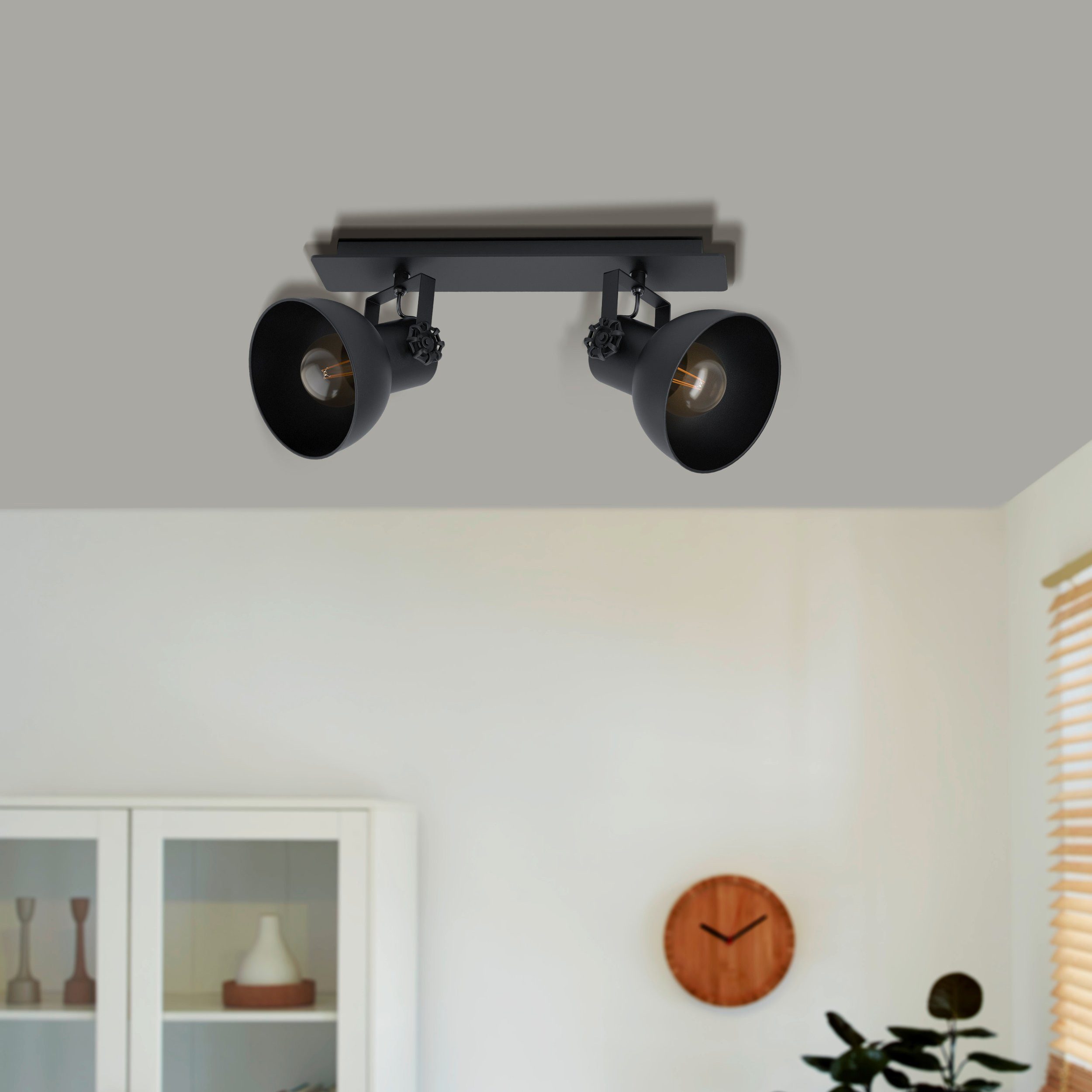 EGLO LED Deckenspot Barnstaple 1, Leuchtmittel exklusive, Spot - L47,5 x B9 cm - schwarz - 2X40W exkl.