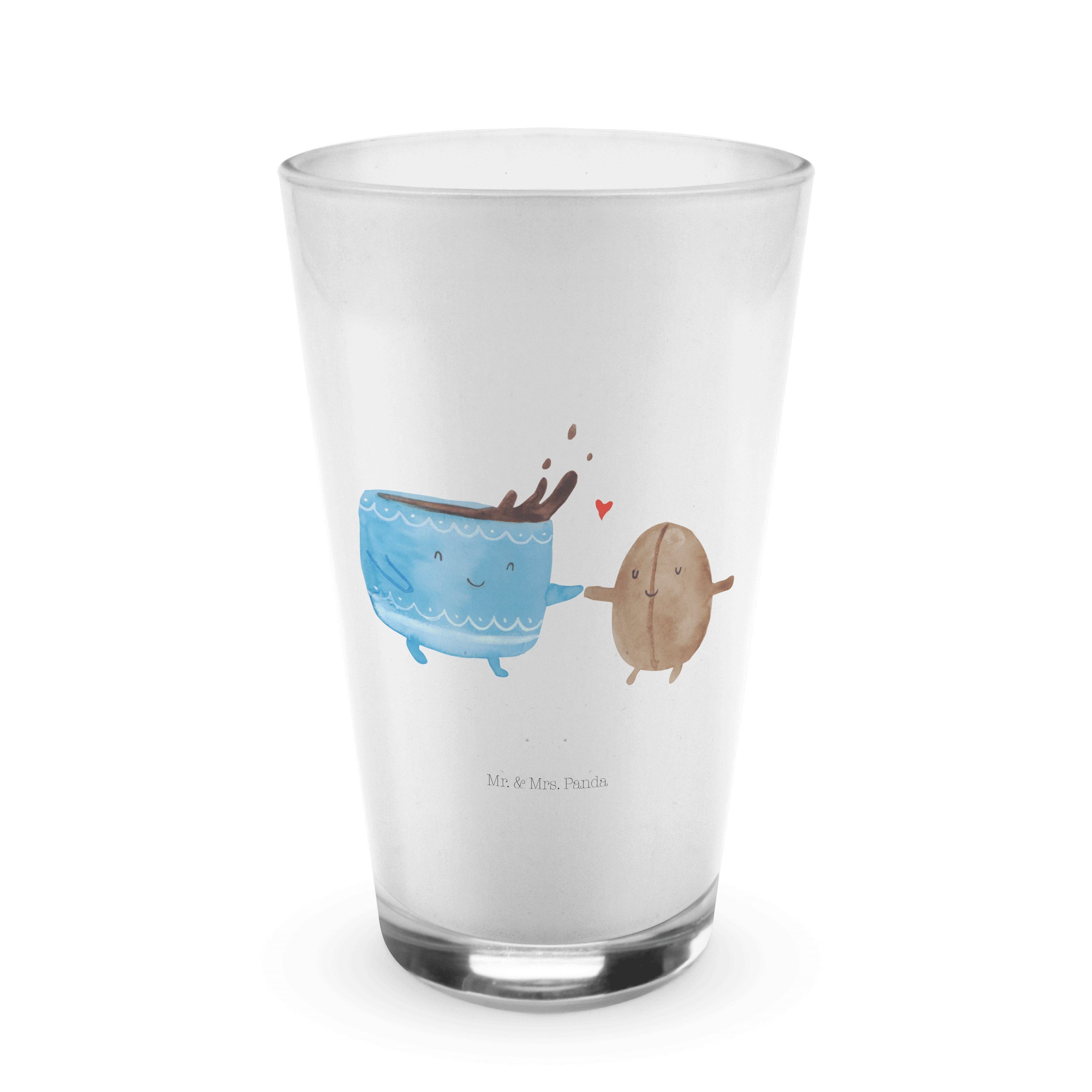 Mr. & Mrs. Panda Glas Kaffee Bohne - Transparent - Geschenk, Tiermotive, Latte Macchiato, G, Premium Glas
