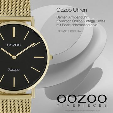 OOZOO Quarzuhr Oozoo Damen Armbanduhr gold Analog, Damenuhr rund, mittel (ca. 36mm) Edelstahlarmband, Fashion-Style