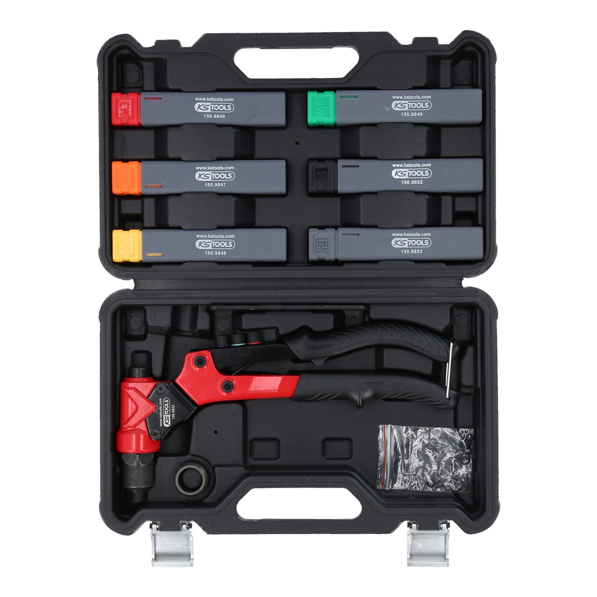 KS Tools Gewindebohrer KS Tools 3 in 1 Handnietzangen-Satz, drehbar, 12-tlg