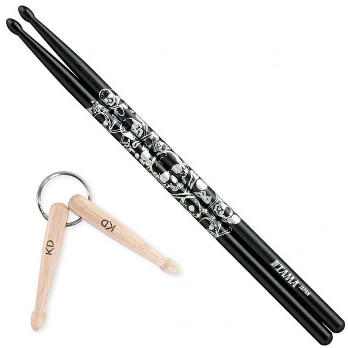 Drumsticks Tama Schlagzeugstöcke 5A-S-BS Skull Schwarz mit Anhänger