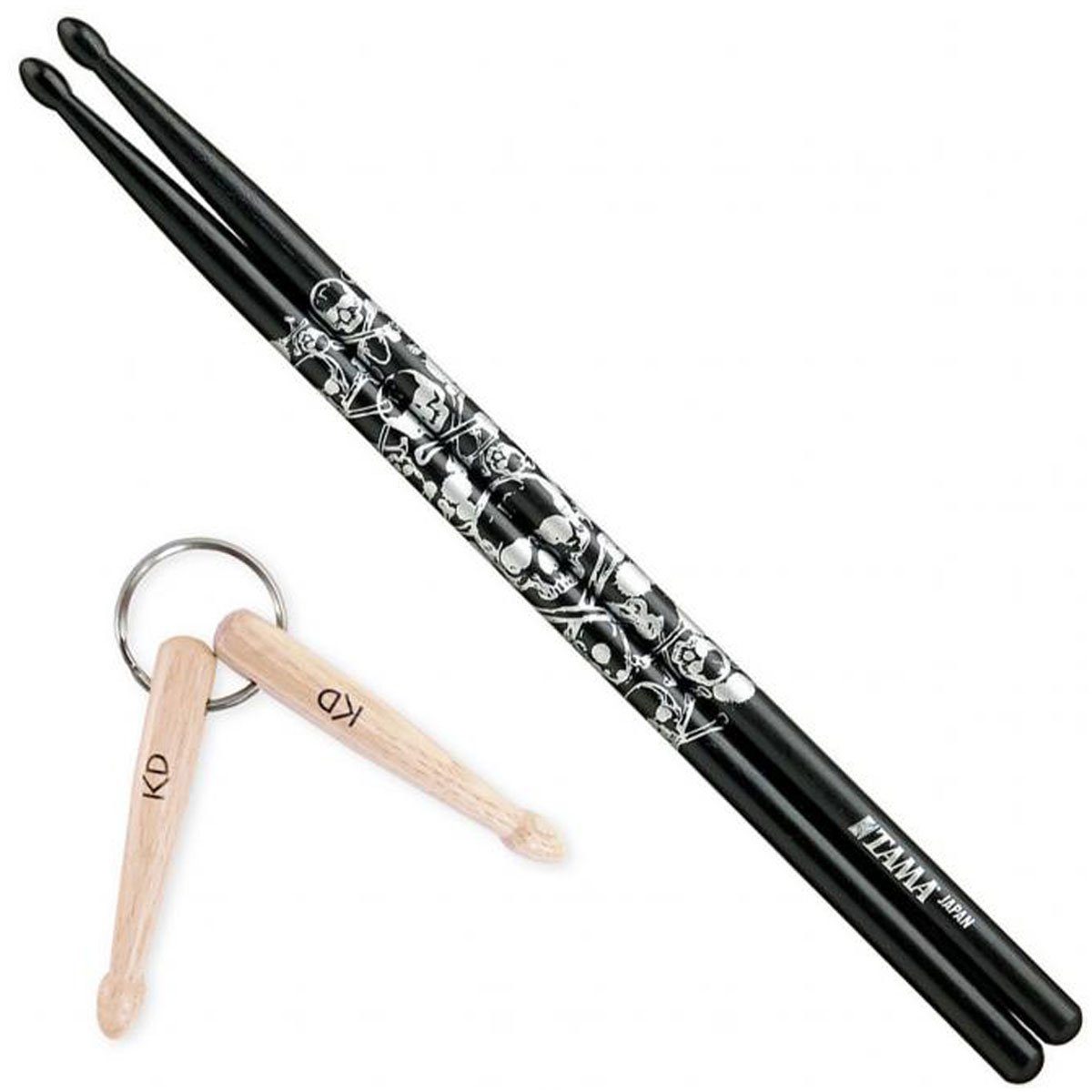 Tama Drumsticks 5A-S-BS Skull Trommelstöcke Schwarz (mit Schlüssel-Anhänger)