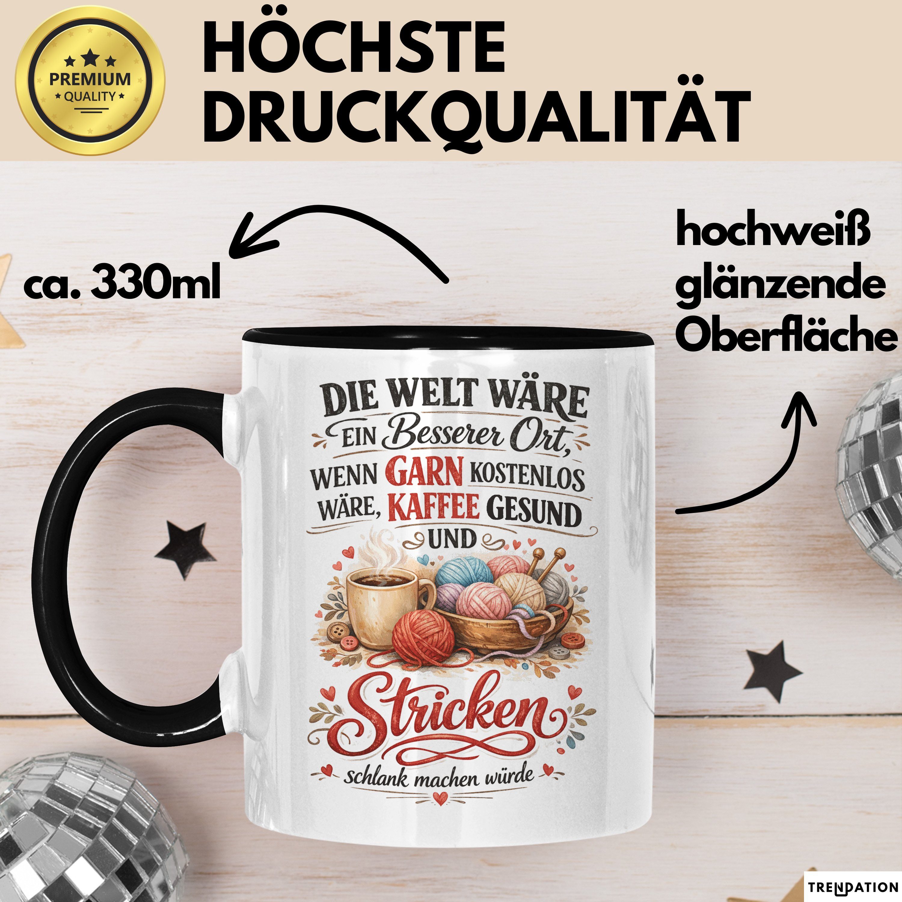 Trendation Tasse Stricken Tasse Geschenk Welt Waere Besser Wenn Garn Kostenlos Geschenk, Keramik
