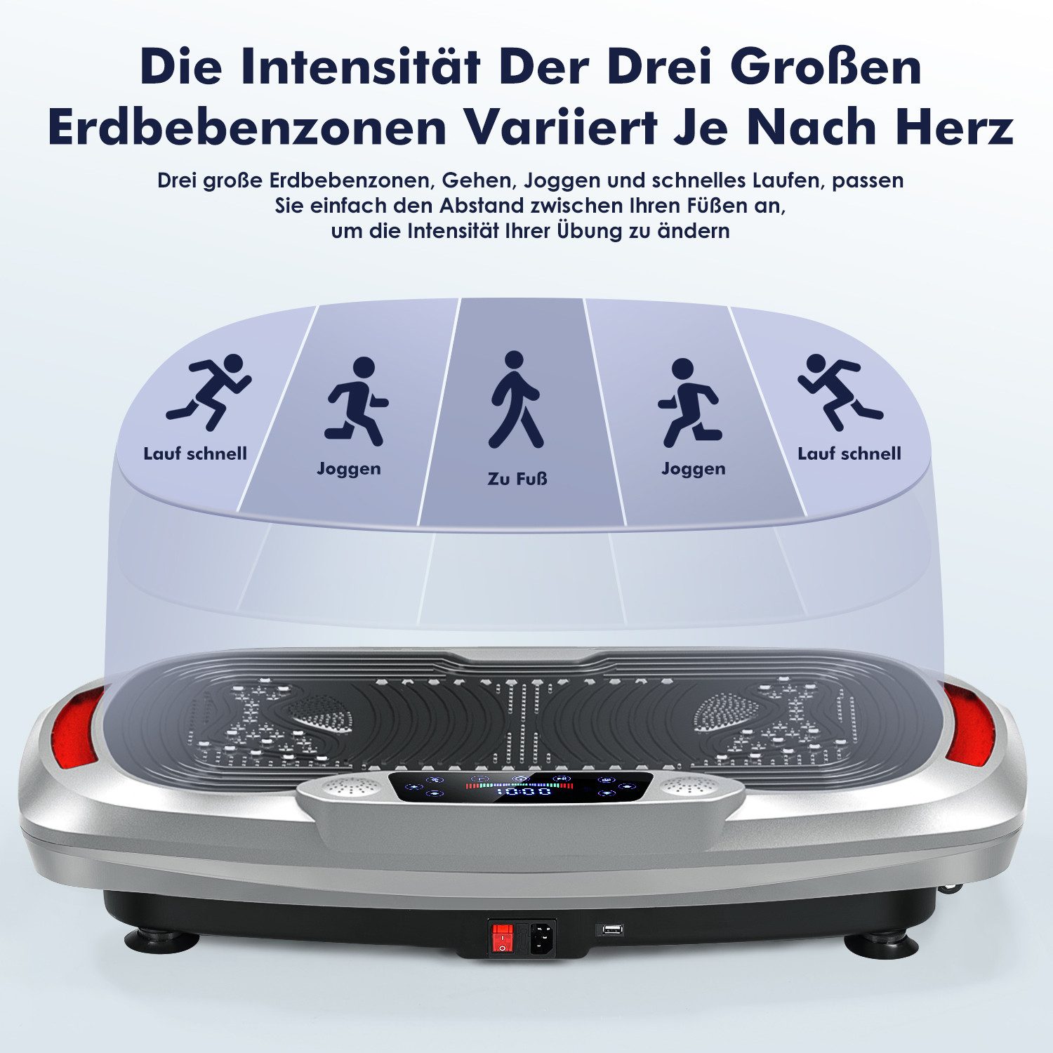kehot Vibrationsplatte 4D Vibrationsplatte mit 3 Motoren–Profi Ganzkörpertraining für zuhause, 300 W, 120 Intensitätsstufen, (5 Programme, Bluetooth-Musik & Magnet-Massage, Einfache Bedienung), inkl. Trainingsbänder, Fernbedienung für effektives Heimtraining,200kg