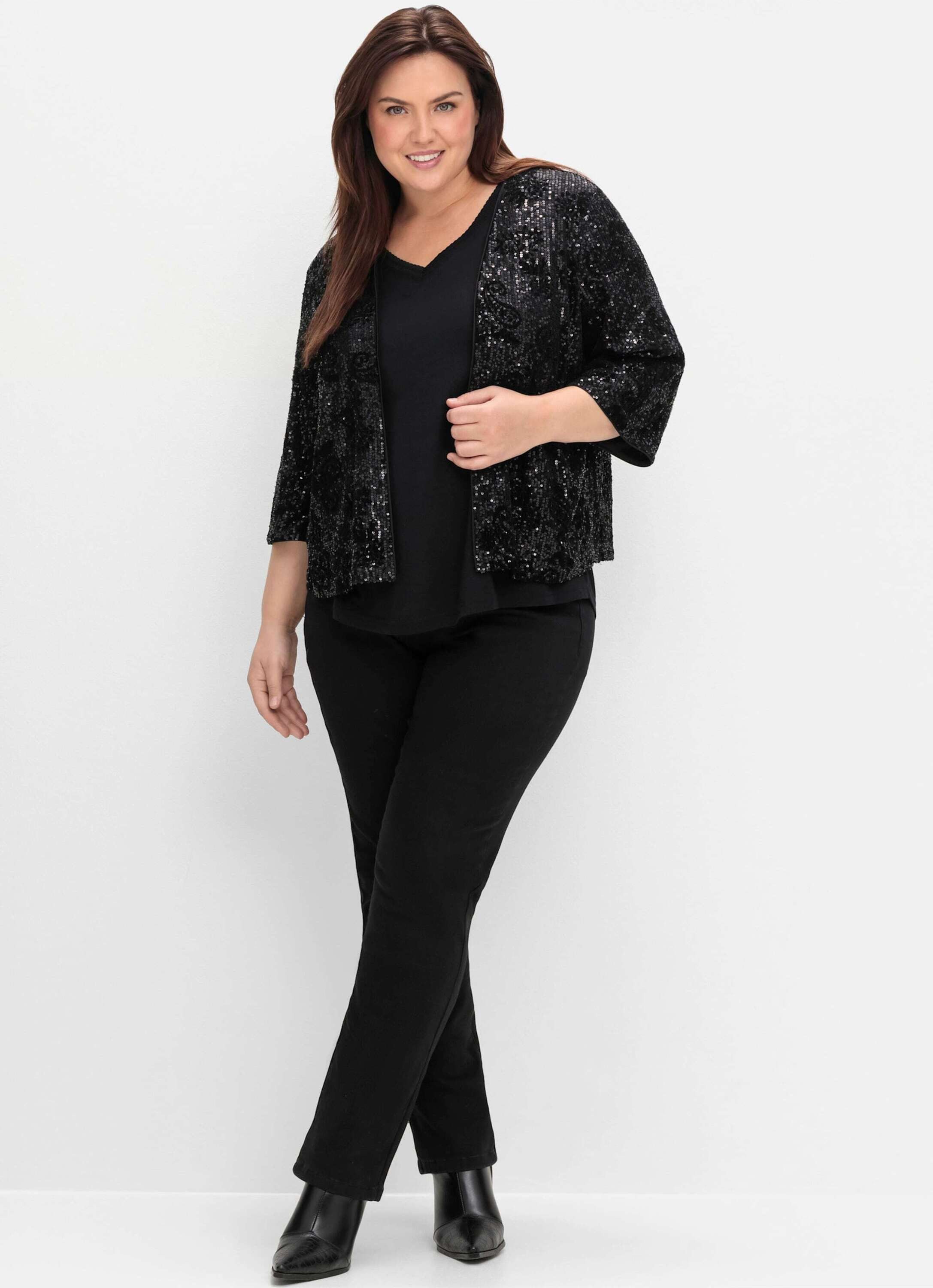 Sheego Klassische Bluse Blusenjacke 3/4-Arm