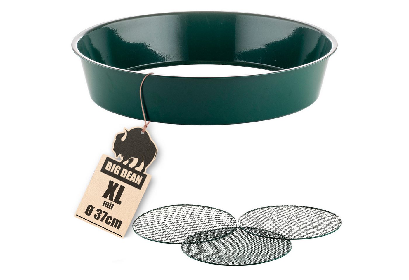 BigDean Gartensieb Metall fein bis grob inkl. 3 austauschbarer Siebeinsätze Erdsieb, Metall, (Set, 1-St., Gartensieb), Dreierlei Einsätze, Vielseitig Einsetzbar, Robustes Marterial