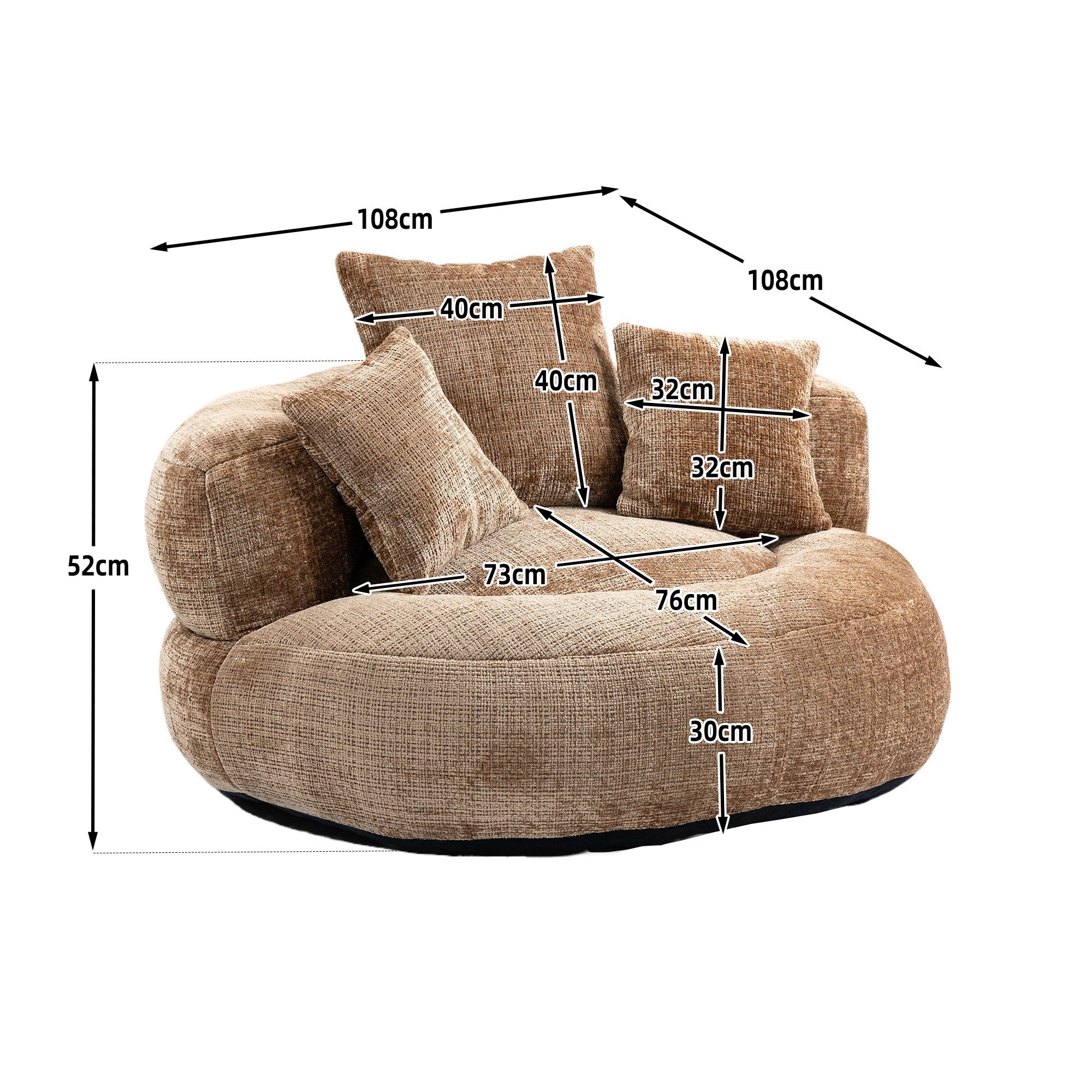 Celya Sitzsack Lazy Sofa Gaming Sofa Stuhl mit drei Kissen,hoch Rücken Sitzsack Stuhl (1 Sitzsack, 3 Kissen), Couch für Erwachsene und Kinder, für Schlafzimmer  – Bild 2 von 5