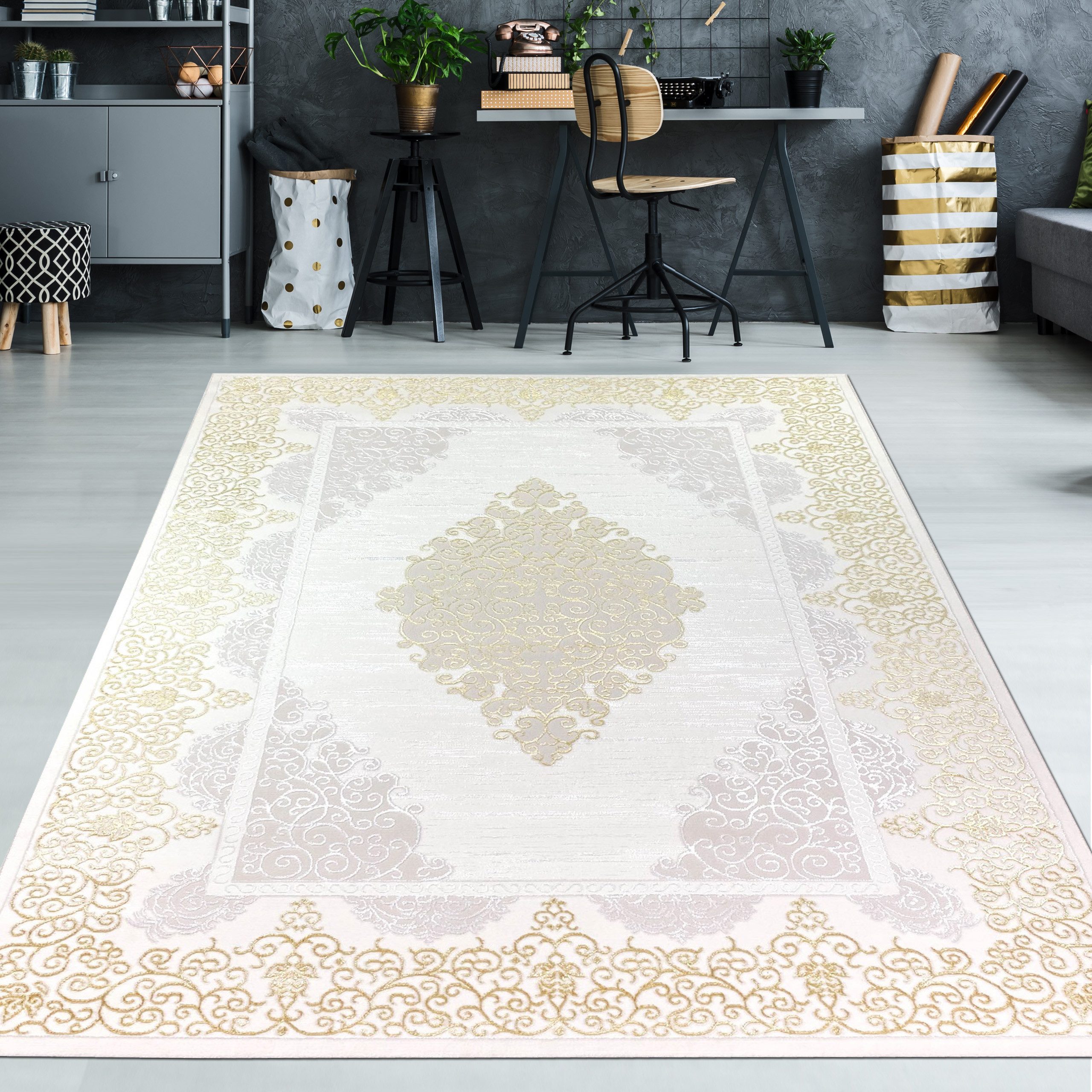 TeppichHome24 Teppich Designer Teppich mit Orientalischem Muster in weiß go günstig online kaufen