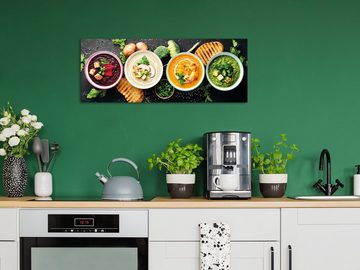 artissimo Glasbild Glasbild 80x30cm Bild aus Glas Küche Küchenbild bunt Essen Gemüse, Food-Fotografie: Orientalische Suppen