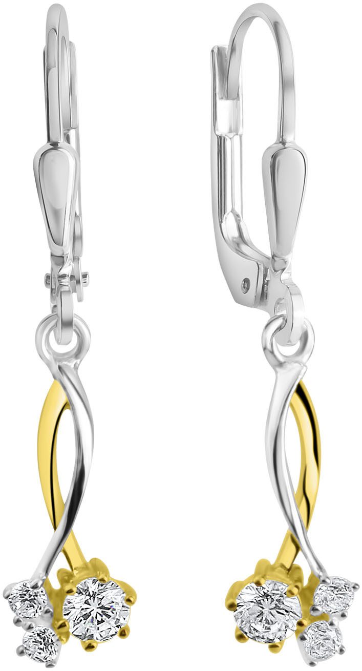 Paar Ohrhänger Schmuck Geschenk Silber 925 Ohrschmuck Ohrringe bicolor