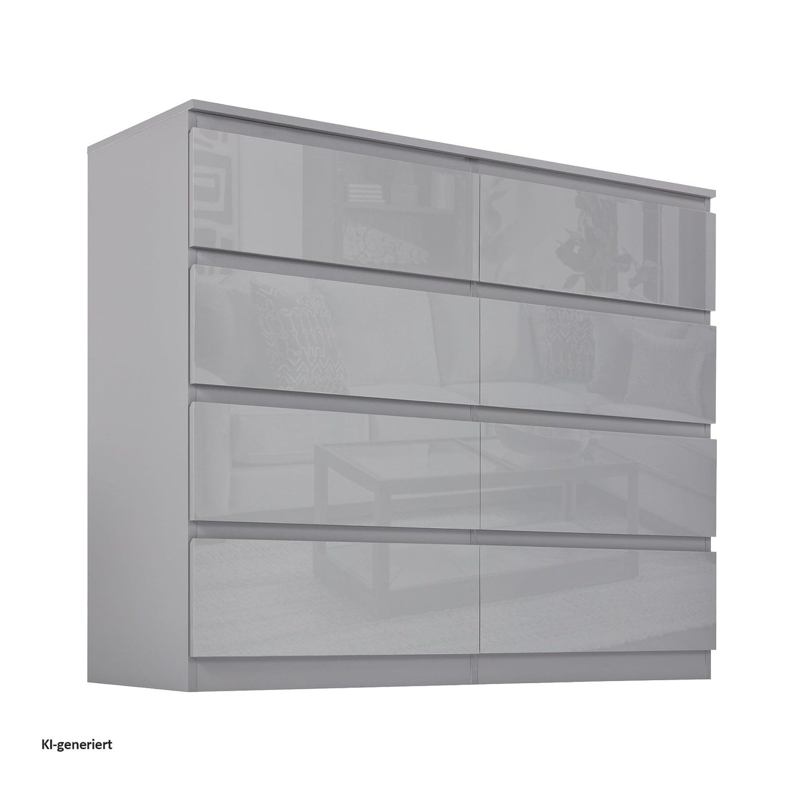 HTI-Living Kommode Kommode Kenji 8 Schubladen Hochglanz Grau (Stück, 1 St., 1 Kommode), Sideboard