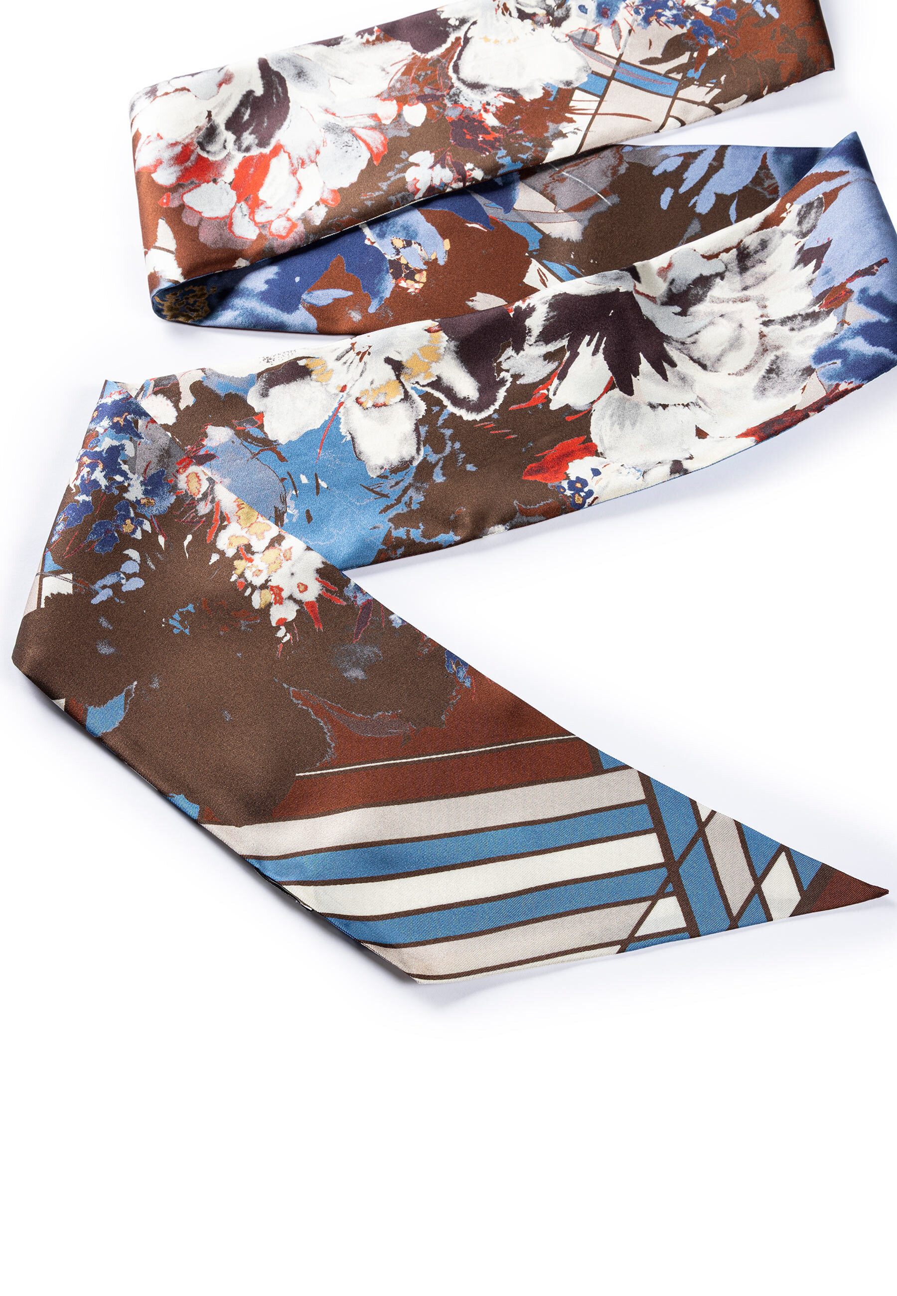 Roeckl Seidentuch CHECK & FLOWERS TWILLY, Doppellagiges Blumen Twilly