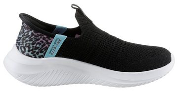 Skechers Kids ULTRA FLEX 3.0 - COLORY WILD Slip-On Sneaker mit Leoprint an der Ferse