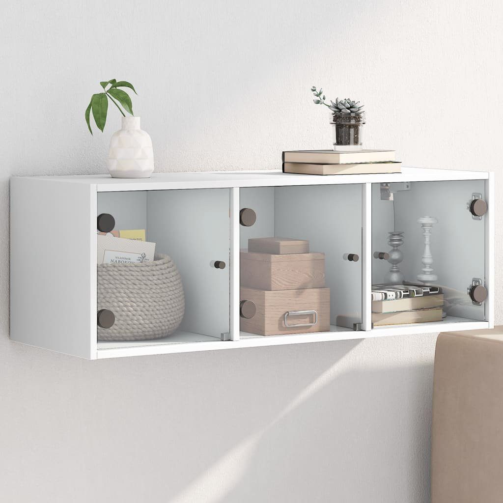 vidaXL Glashängeschrank Wandschrank mit Glastüren Weiß 102x37x35 cm (1-St)