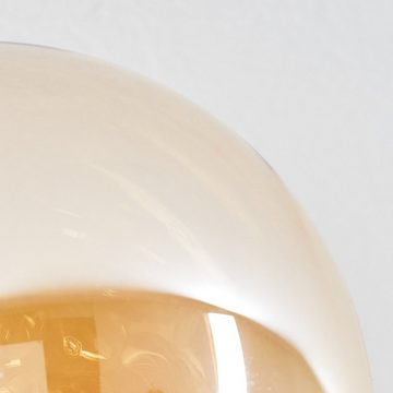 hofstein Deckenleuchte Deckenlampe aus Metall/Glas in Schwarz/Bernsteinfarben, ohne Leuchtmittel, Glasschrime Ø10cm, 12,5cm, 15cm, 8x G9, ohne Leuchtmittel