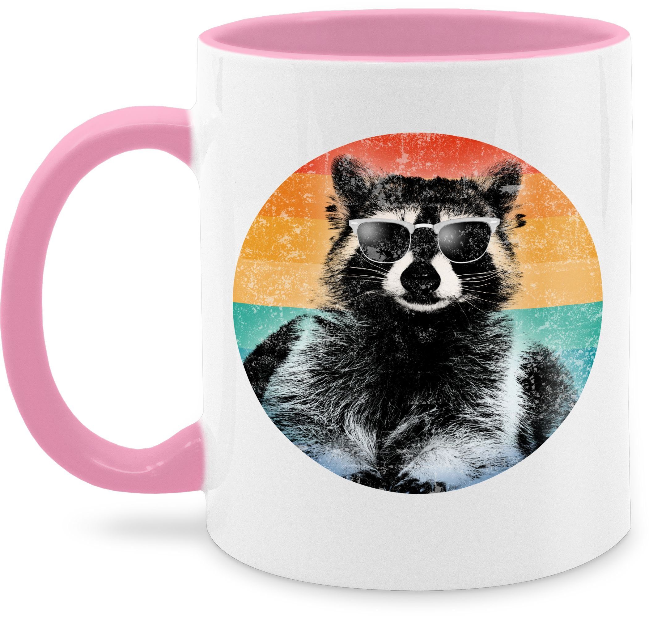 Shirtracer Tasse Cooler Waschbär Keramik, 3 Statement Raccoon, Rosa