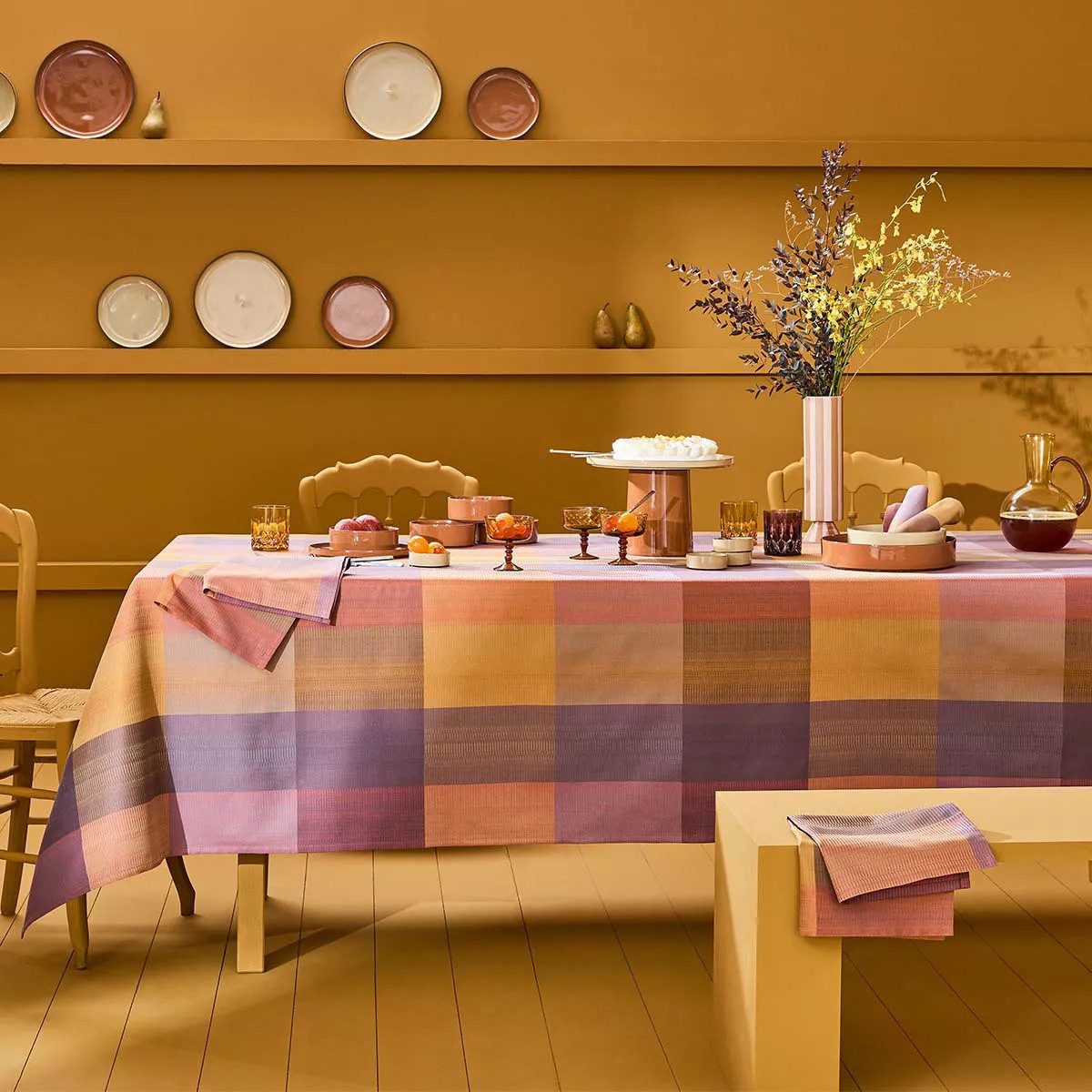 Garnier Thiebaut Tischdecke Mille Ecossais Velvet - beschichtet/abwaschbar