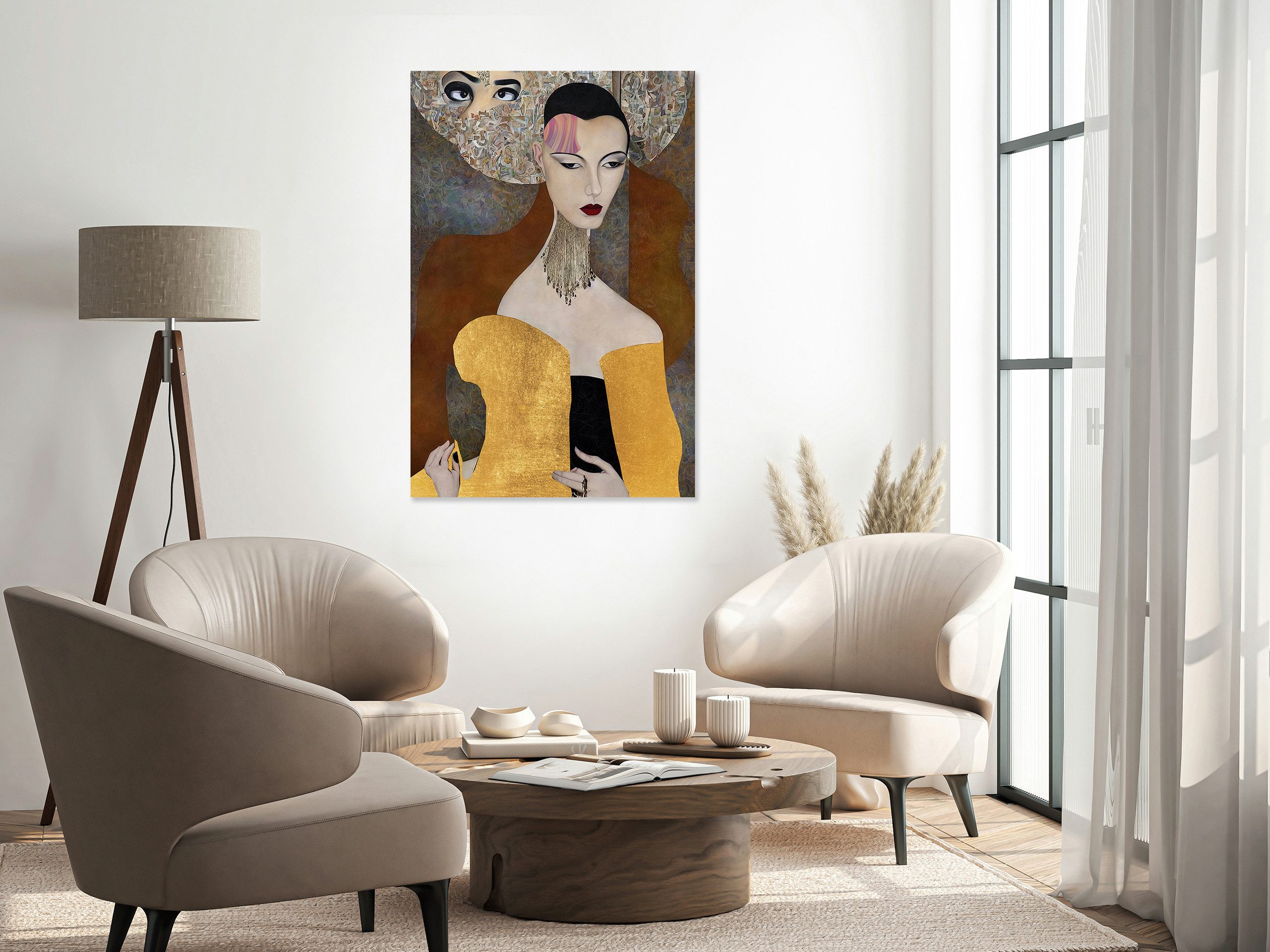queence Acrylglasbild, Abstrakte, Fantasy, Kunst, Handveredelt mit Blattgold für eine edle und zeitlose Optik.