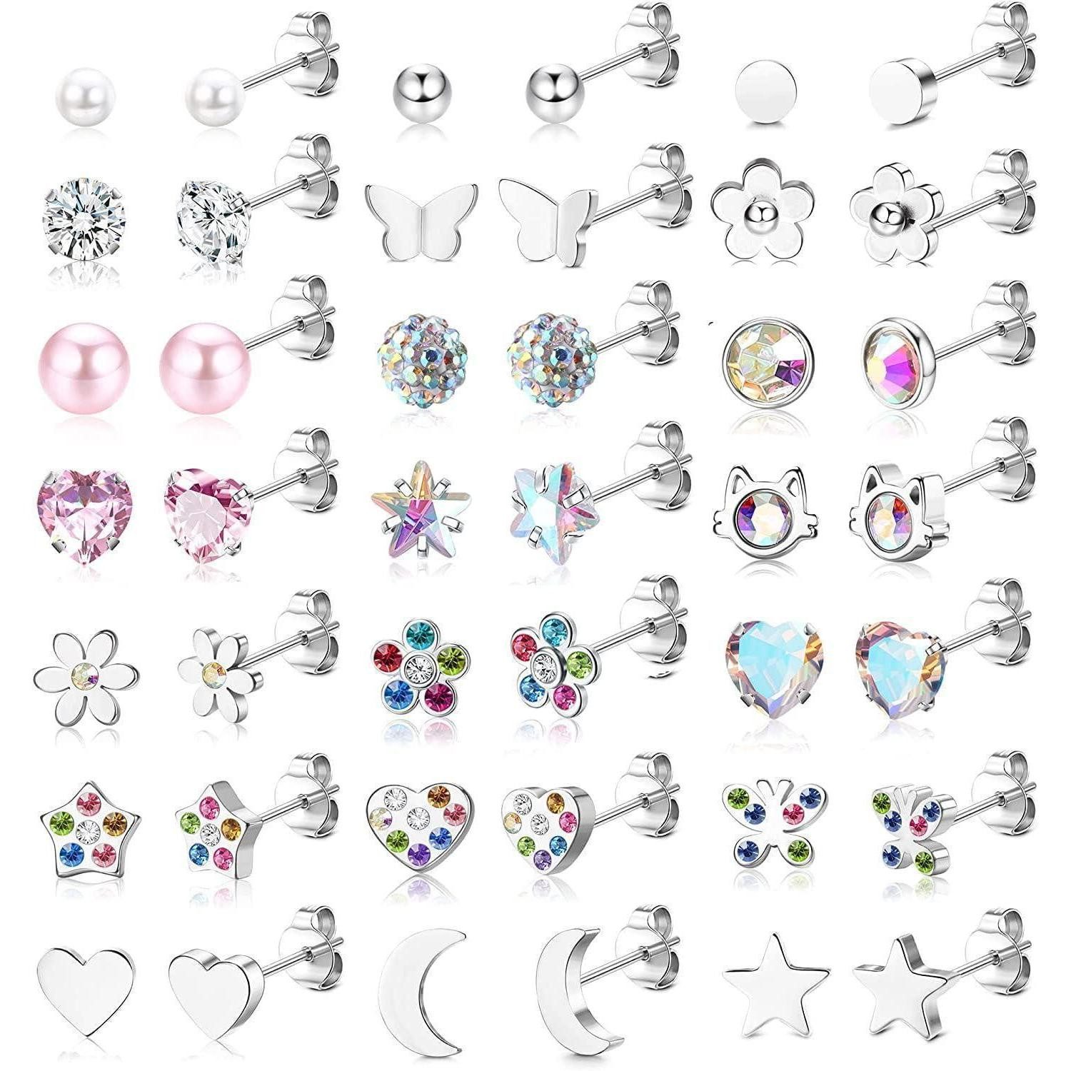 LuxusKollektion Schmuckset 21Paar Kleine Ohrstecker Set Damen Chirurgenstah günstig online kaufen