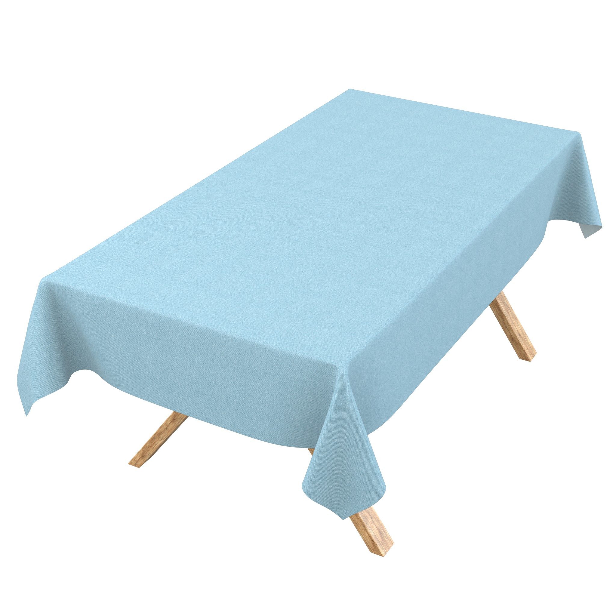 ANRO Tischdecke DanceDirty abwaschbar Leinenoptik wetterfest Falschuni Modern (Einzelstück 1-tlg, eine Tischdecke), Stofftischdecke schmutzabweisend 100x140cm Uni Hellblau