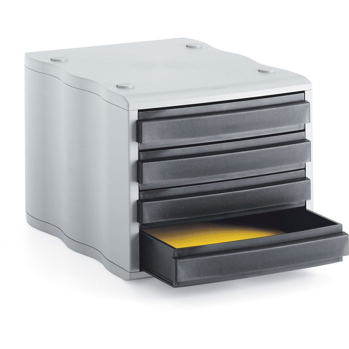 STYRO Organizer Schubladenbox styrowave 4 Schubladen 46mm grau/schwarz
