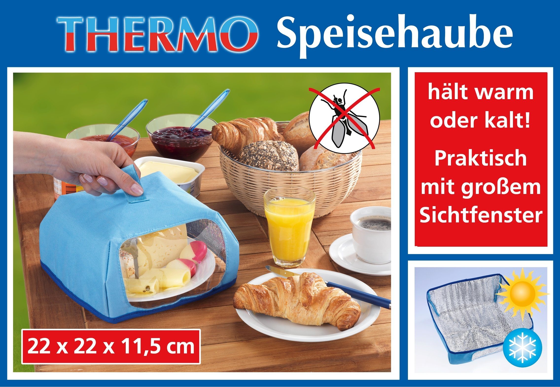Speisenwärmer Speiseschutzhaube Thermo klein Maße ca.: 22 x 2 x 20,5 cm