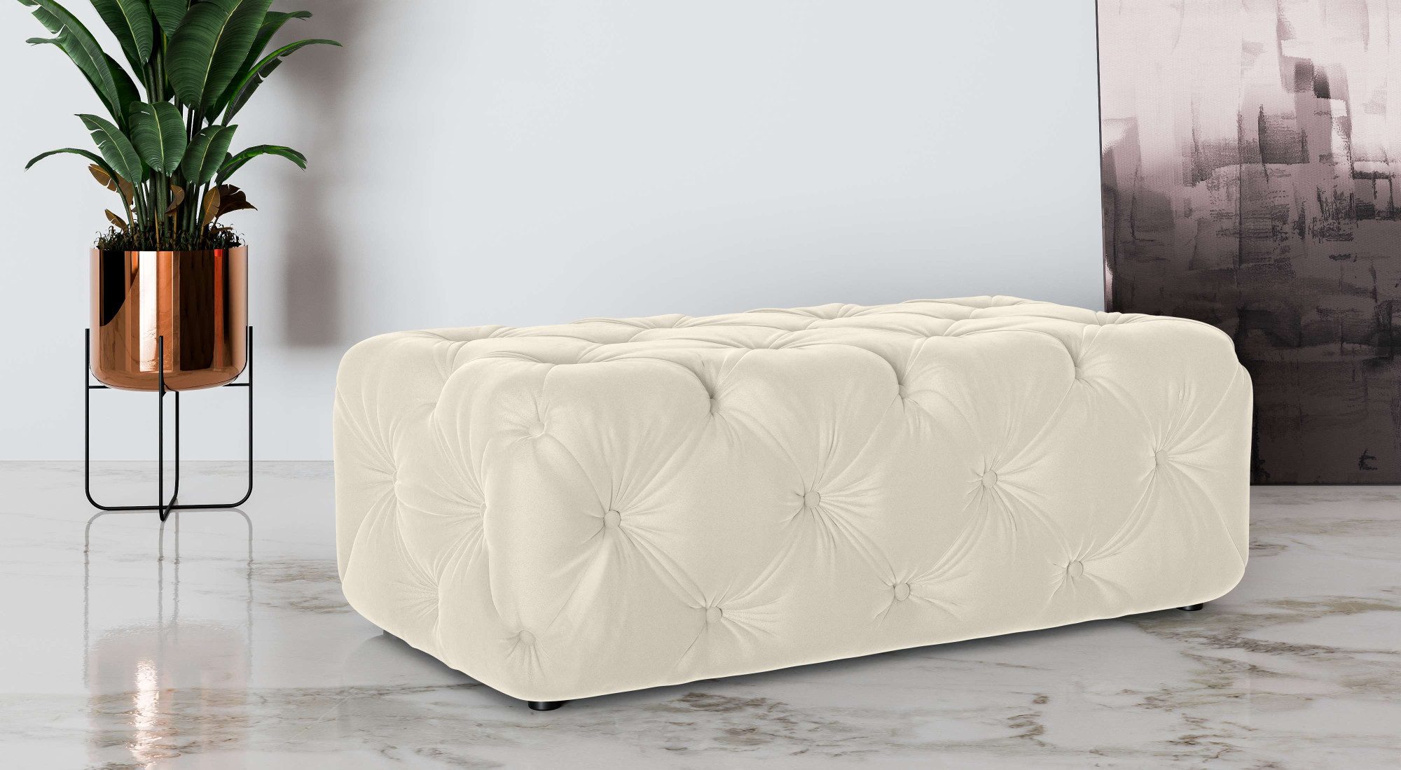 Home affaire Polsterhocker FOLLINA, Polsterhocker mit klassischer Chesterfield-Knopfheftung