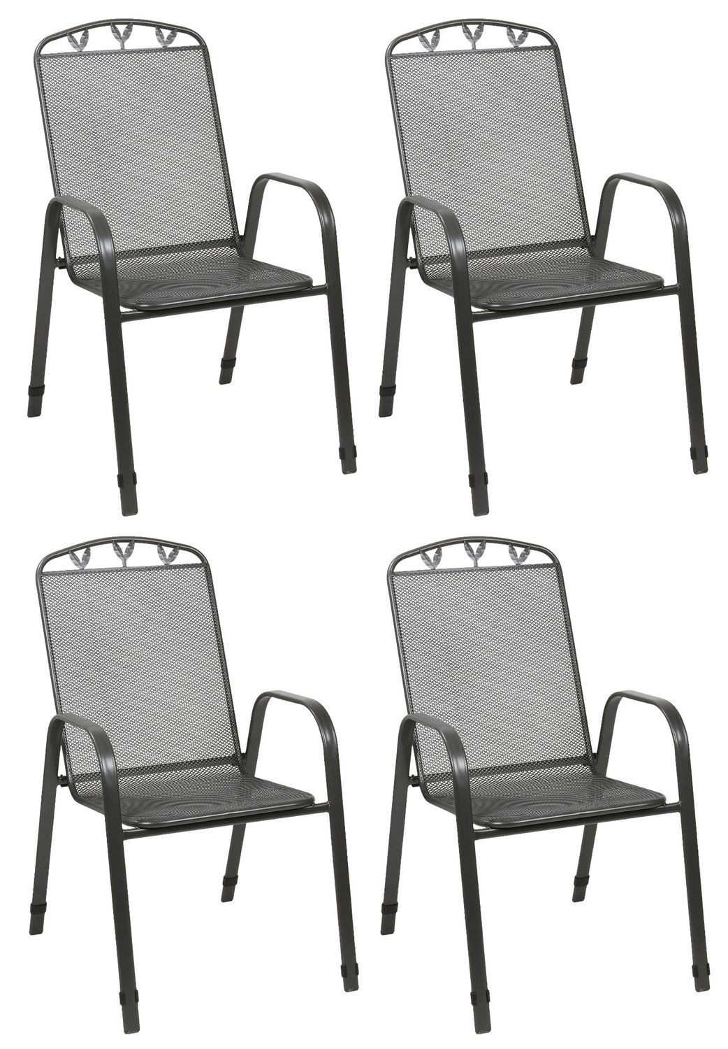 BURI Gartenstuhl Metall Stapelstühle 4er-Set Anthrazit günstig online kaufen