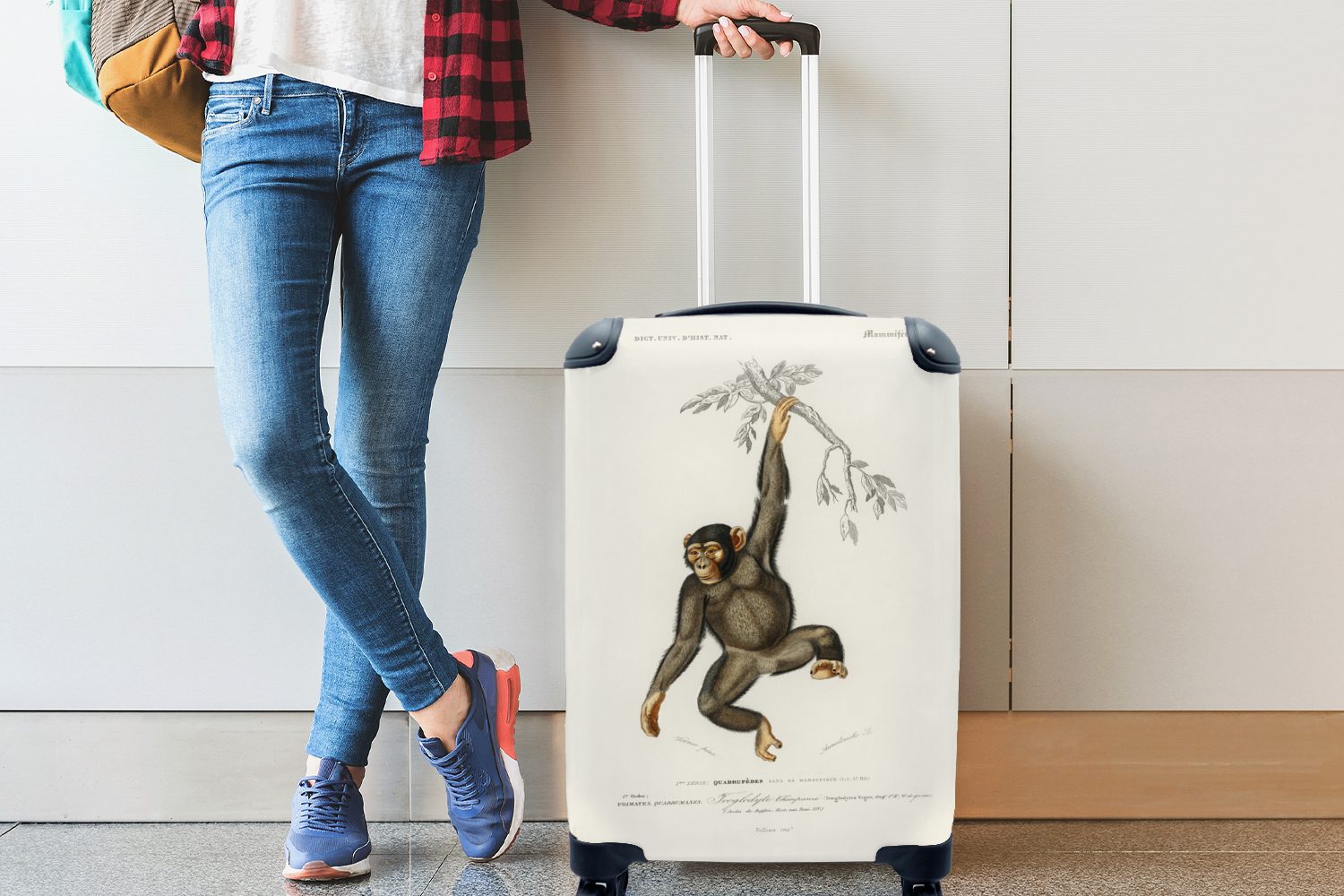 Reisetasche Vintage Affe - Zweig, Reisekoffer Trolley, mit MuchoWow 4 Ferien, Rollen, Handgepäckkoffer rollen, für Handgepäck -