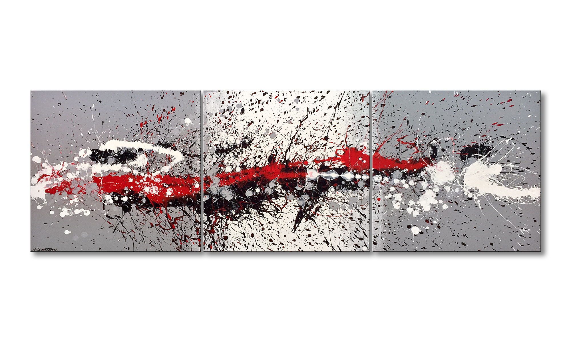 WandbilderXXL XXL-Wandbild Battle of Contrasts 210 x 70 cm, Abstraktes Gemälde, handgemaltes Unikat