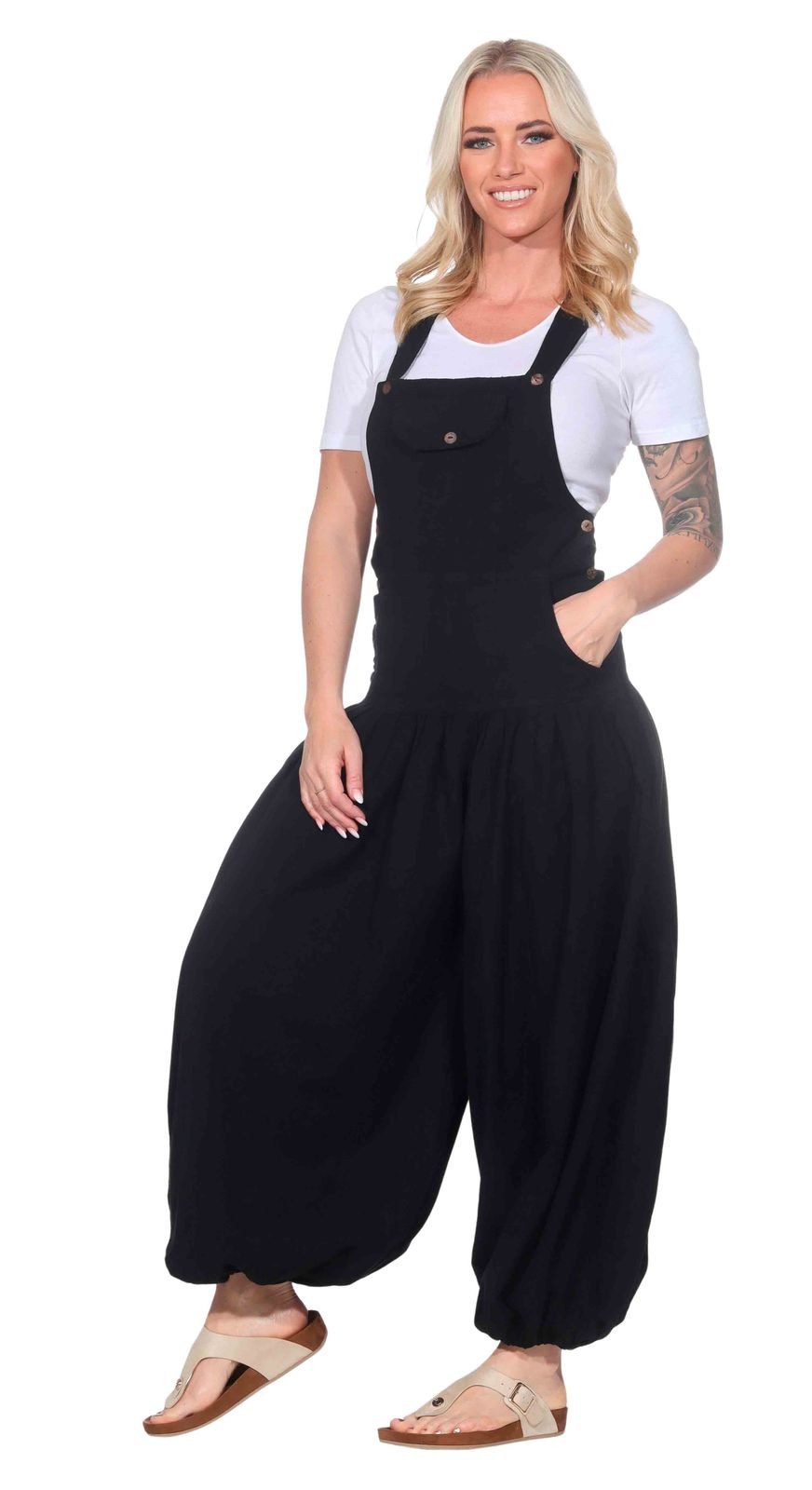 KUNST UND MAGIE Latzhose Hippie Latzhose Haremshose Hose Psy Goa 70er Overall Boho Jumpsuit