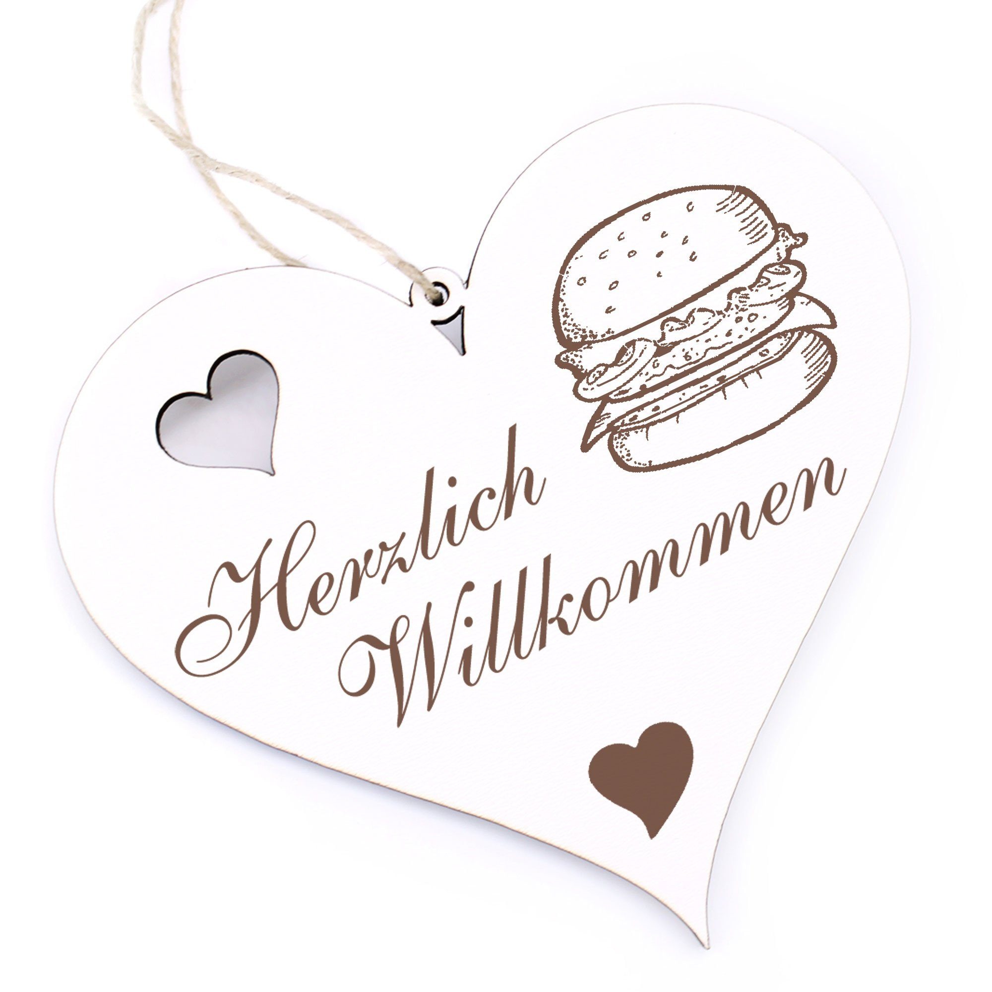 - Burger - Herzlich Hängedekoration 13x12cm Willkommen Dekolando
