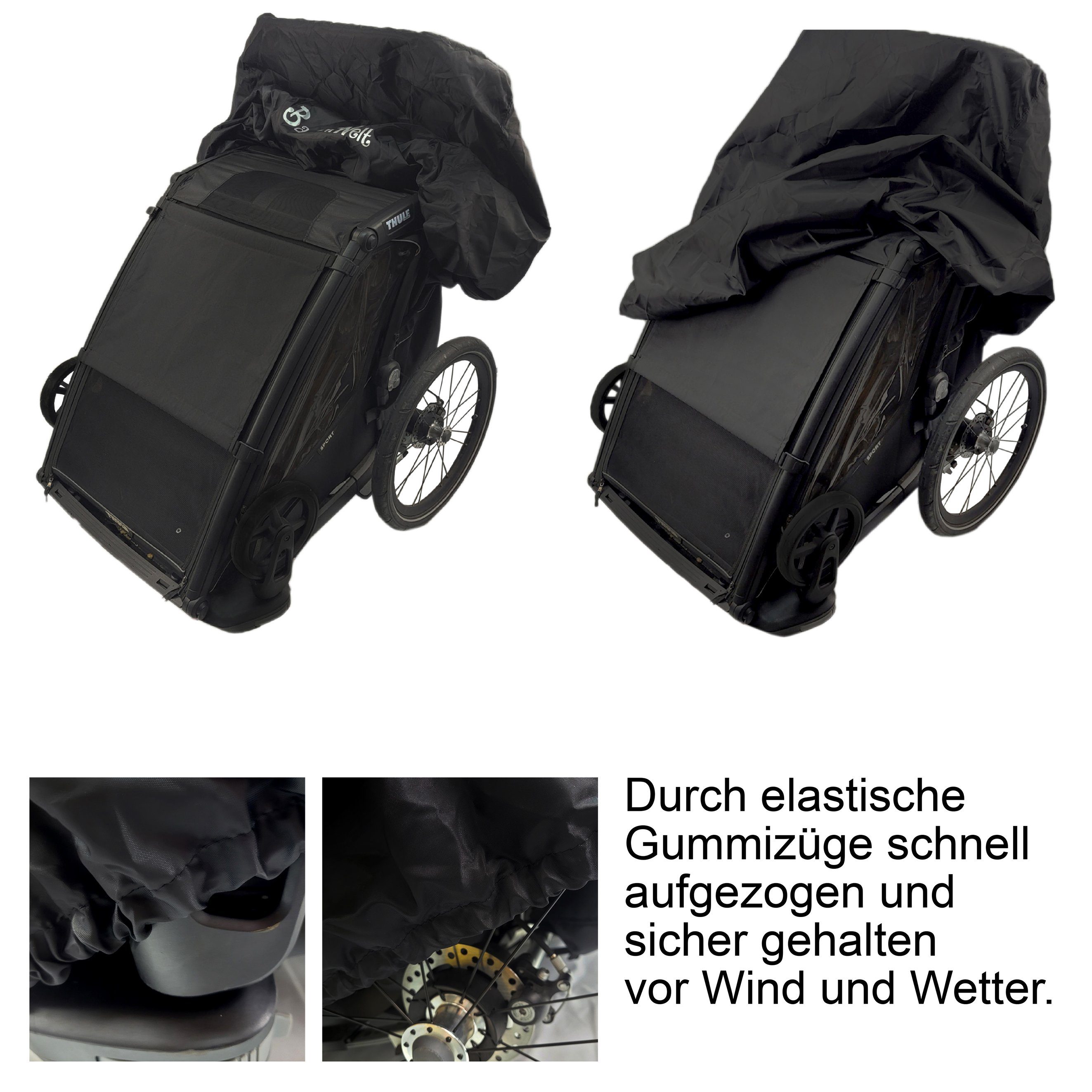 BambiniWelt by Rafael K. Kinderwagen-Regenschutzhülle Faltgarage für Fahrradanhänger universal Abdeckung Regenschutz, wasserdicht