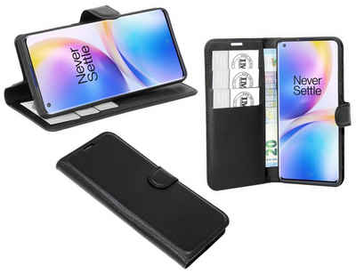 cofi1453 Handyhülle Hülle Tasche für OnePlus 8 Plus Pro, Kunstleder Schutzhülle Handy Wallet Case Cover mit Kartenfächern, Standfunktion Schwarz